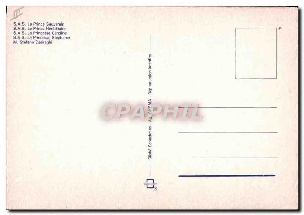 La familia real de Mónaco — S.A.S. El Príncipe Soberano, S.A.S. El Príncipe Heredero, S.A.S. La Princesa Carolina, Sr. Stefano Casiraghi — n° III - Reverso