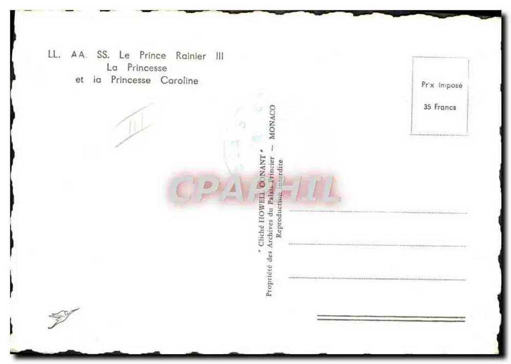O Príncipe Rainier III e a Princesa Caroline — Mônaco — Cliché das Arquivos do Palácio Real - Verso