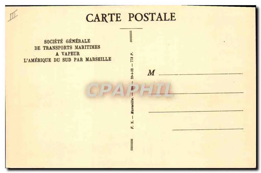 Paquebote "Campana" — S.G.T.M. — Sociedade Geral de Transportes Marítimos - Verso