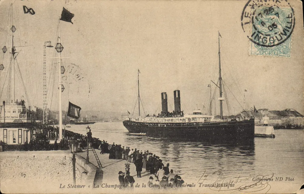 Der Dampfer « La Champagne » der Compagnie Générale Transatlantique — Hafen von Le Havre — Collections ND Phot - Vorderseite