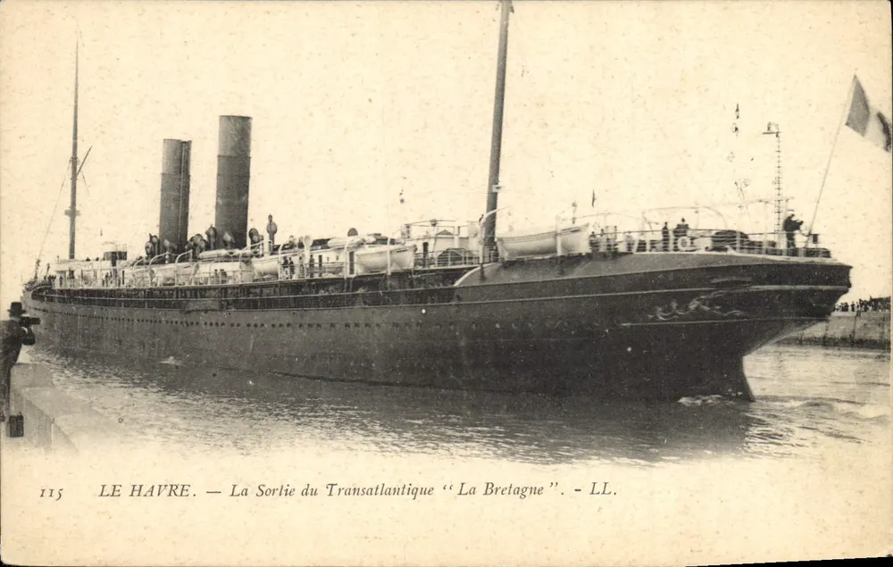 Le Havre — Die Abfahrt des Transatlantischen Schiffs "La Bretagne" — LL. - Vorderseite