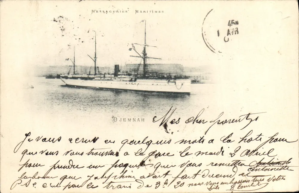 Djemnah — Porto — Messageries Maritimes - Frente