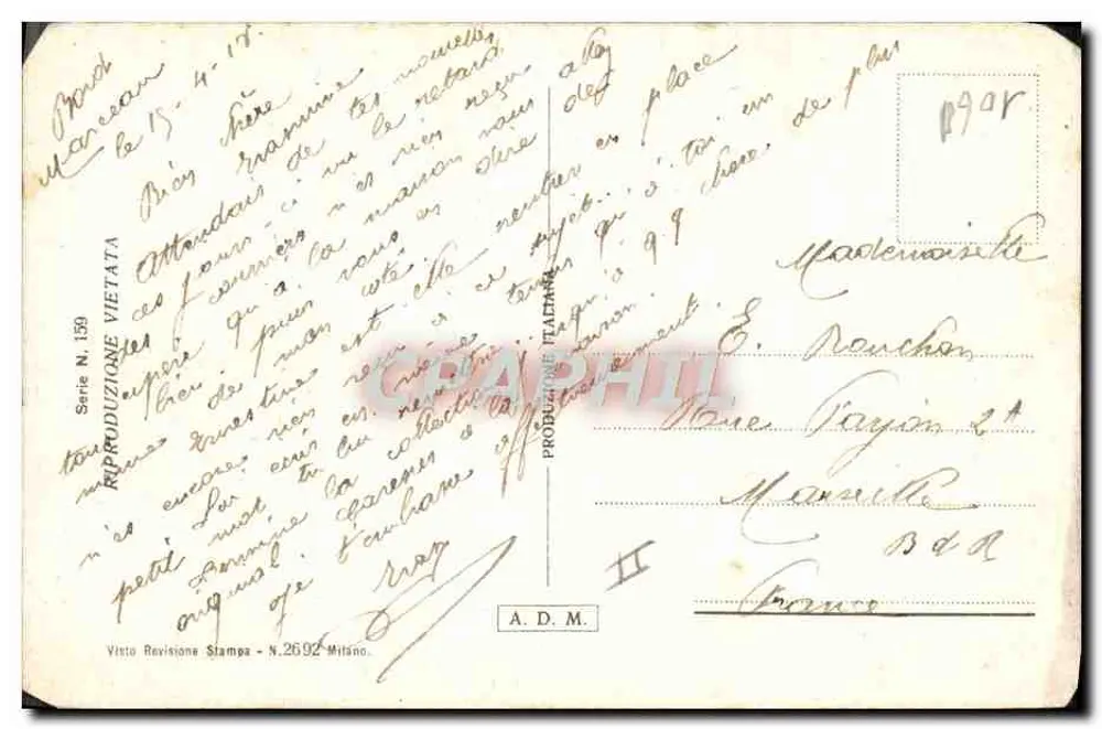 Frau im Bühnenkostüm — Illustration — Verlag A.D.M. Mailand - Rückseite