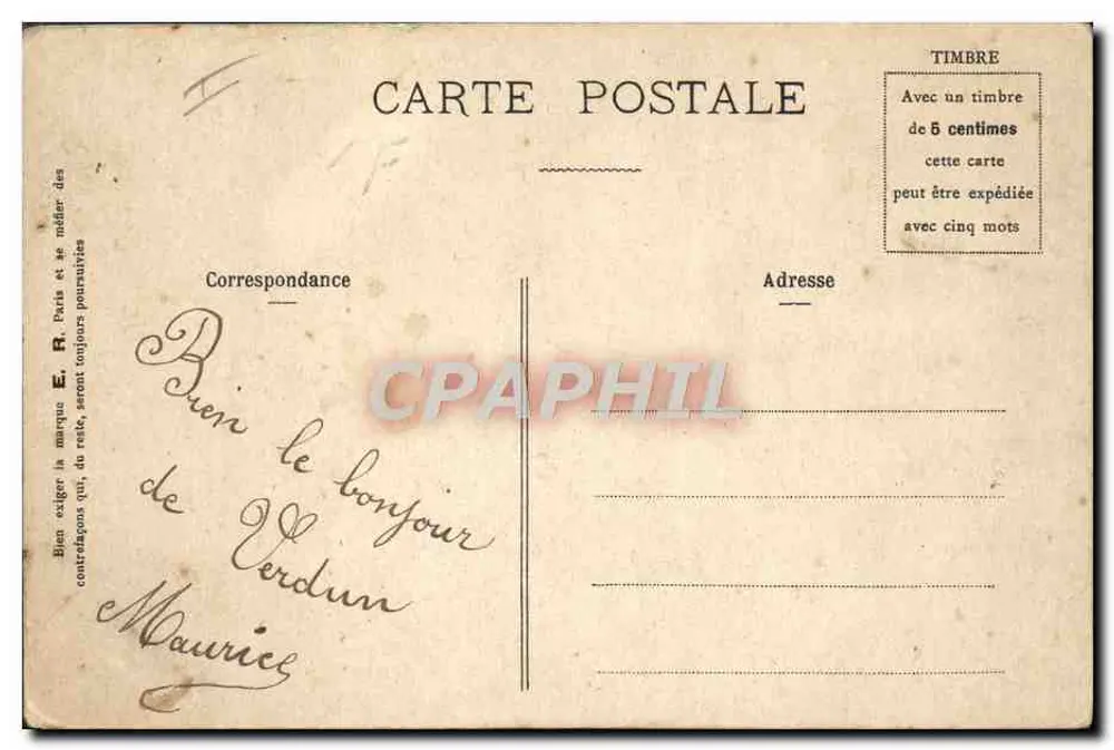 Ruhezimmer — 4 Uhr nachmittags — Die Moderne Armee — E.R. Paris, Nr. 5108 - Rückseite