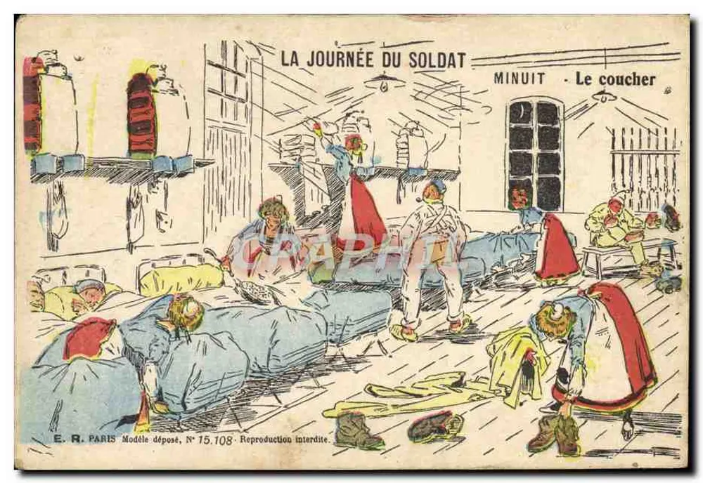 O Dia do Soldado — Meia-Noite - O Descanso — E.R. Paris, N° 15.108 - Frente