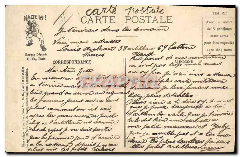 Die Haare des Soldaten — E.R., Paris — Deposited - Rückseite
