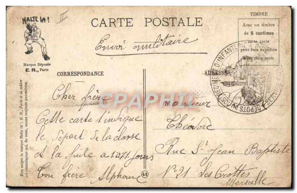 A Escada da Classe — caricatura militar — E.R., Paris, Modelo depositado n°18 - Verso