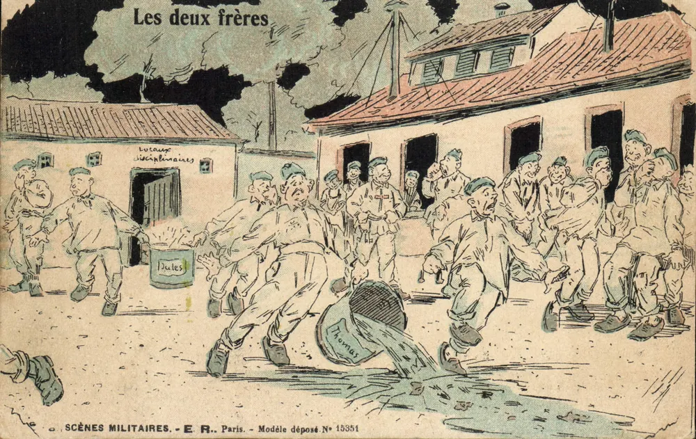 Os dois irmãos — Cenas militares — E.R. Paris, Modelo depositado N° 15351 - Frente