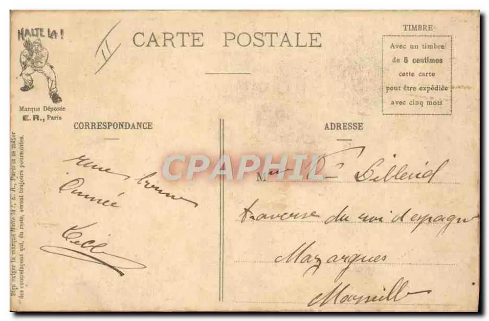 Soldaten im Dienst — Er denkt an den nächsten Abgang der Klasse — E.R., Paris, Impr. de la République Française - Rückseite
