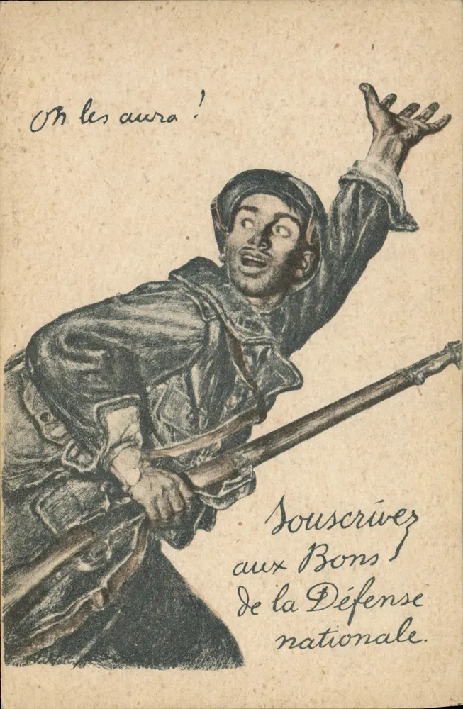 Soldat, der ruft 'Oh les aura !' — Kaufen Sie Nationalverteidigungsobligationen — Devambez, Paris, Visé N° 90 - Vorderseite