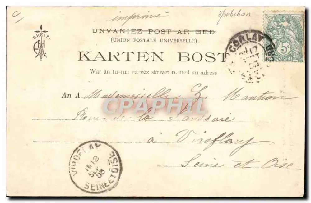 Die Bectonnes-Perücken — 1903 — Frau aus Guéméné-s-Scorff (Finistère) - Rückseite