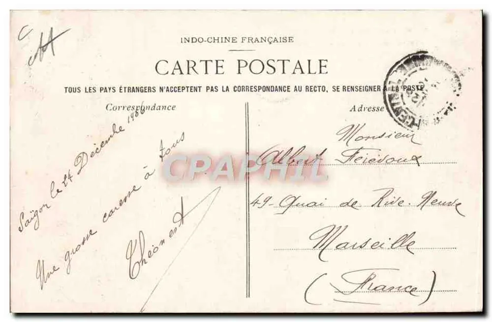 Opiumraucher, der die Pfeife raucht — Cochinchine — Saigon — P. Cochinchine, n°1518 - Rückseite