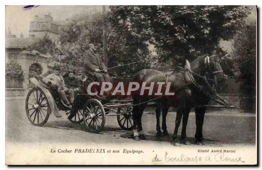 O Cocheiro PRADELEIX e Seu Equipamento — Gliché André Marcel — de Bourgoin a Roma - Frente