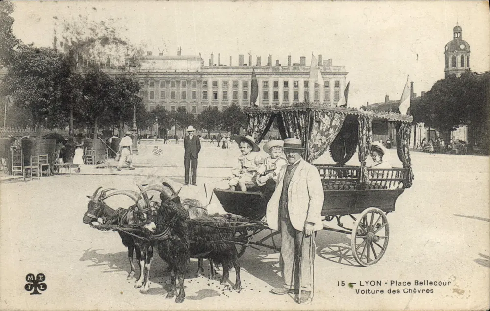 LYON - Bellecour-Platz — Ziegenwagen — Verlag MTIL, Nr. 15 - Vorderseite