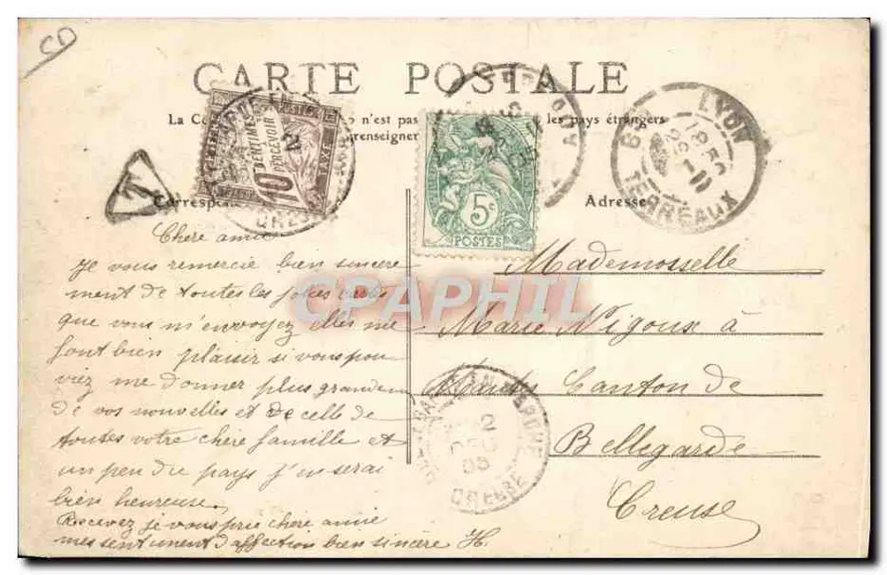LYON - Bellecour-Platz — Ziegenwagen — Verlag MTIL, Nr. 15 - Rückseite