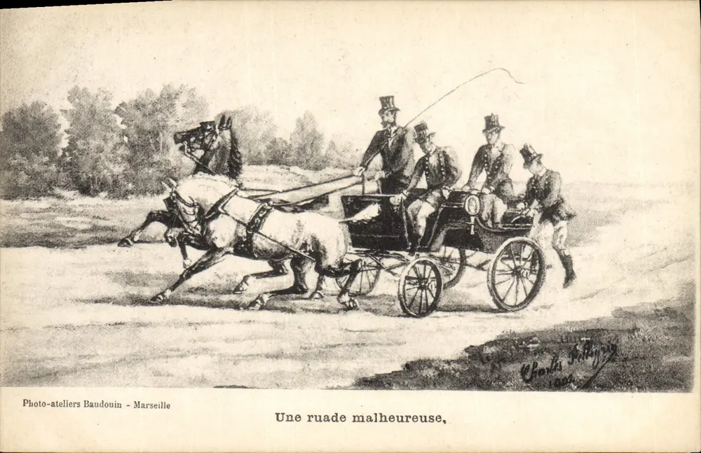 Uma ruada desastrosa — Foto-Atelier Baudouin - Marselha, editada por Charles Pélégry em 1904 - Frente