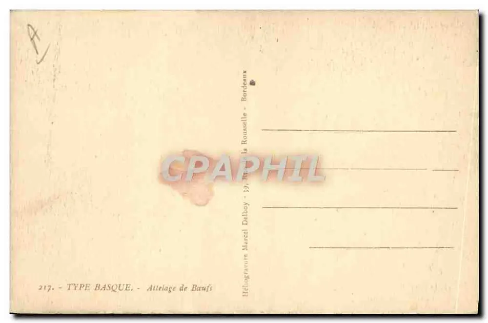 Atrelado de touros — Tipo Basco — Héliogravure Marcel Delboy - Verso
