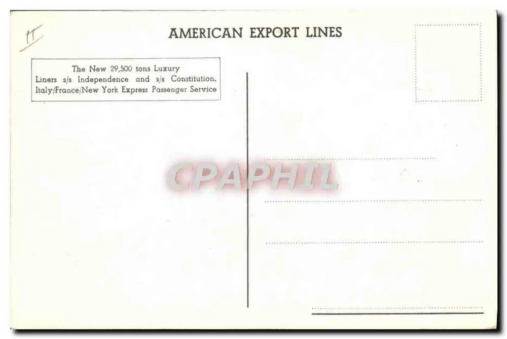 Costa Azul — O navio Independence — American Export Lines - Verso