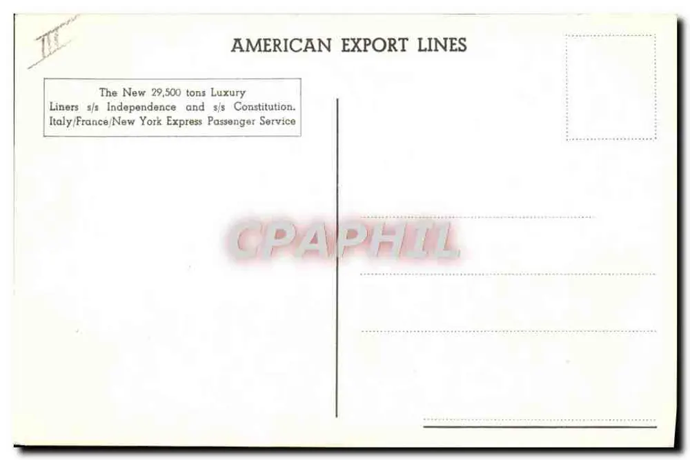 Costa Azul — O navio Independence — American Export Lines - Verso