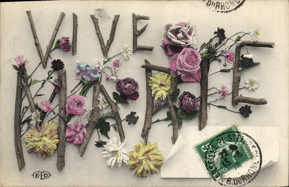 Vive Marie — Blumen- und Zweigdekor — E. L.D. / B. Durhone - Vorderseite