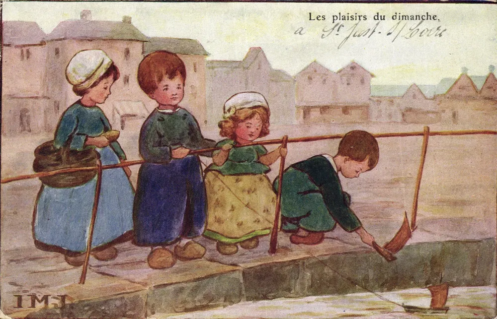 Die Freuden des Sonntags, in St Just-d'Abour — Verleger IMJ, Seriennummer nicht sichtbar - Vorderseite