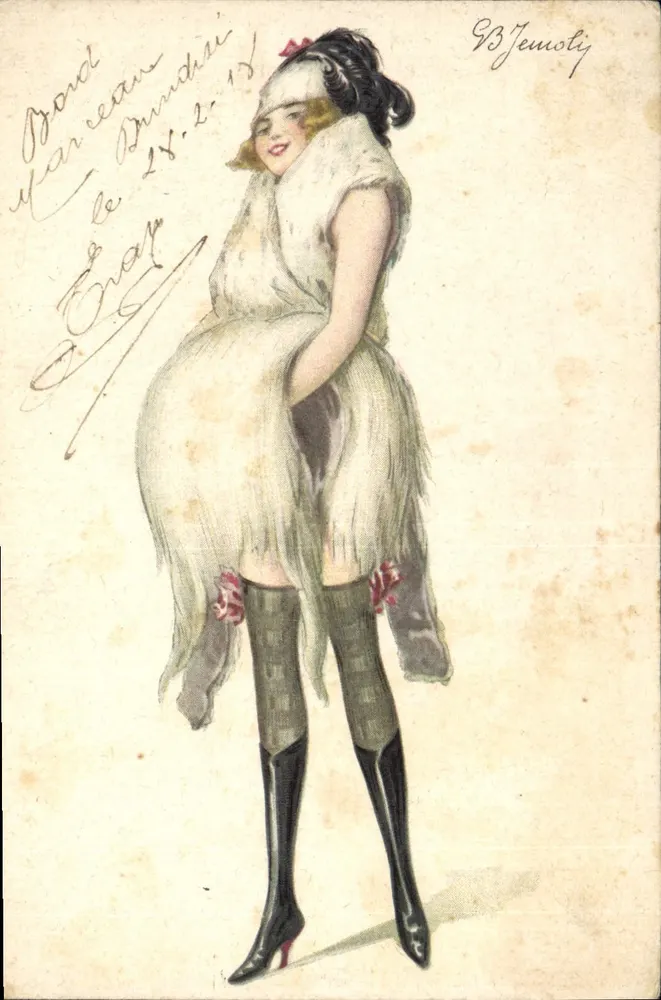 Frau in Pelz — Stil 1920 — Jemoly - Vorderseite