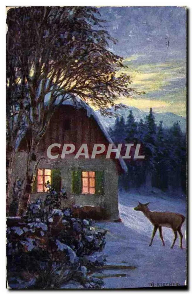 Castelo nevado — Cervo à frente — A. Kirchner - Frente