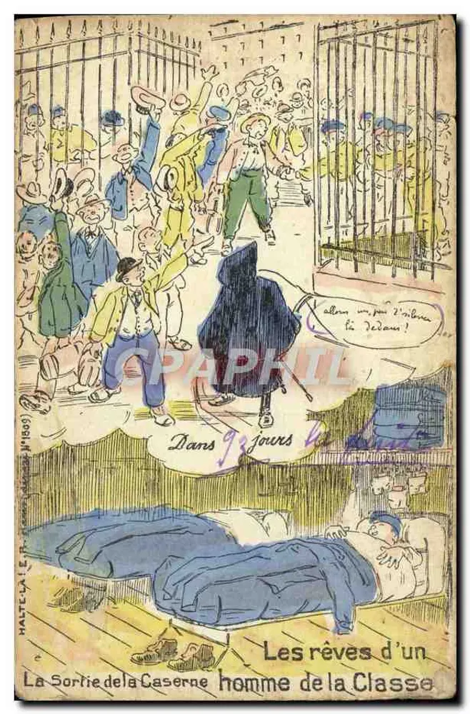 Die Träume eines Mannes der Klasse — Die Ausgang der Kaserne — Halté-la-Li, Verlag E. B. Paris - Vorderseite