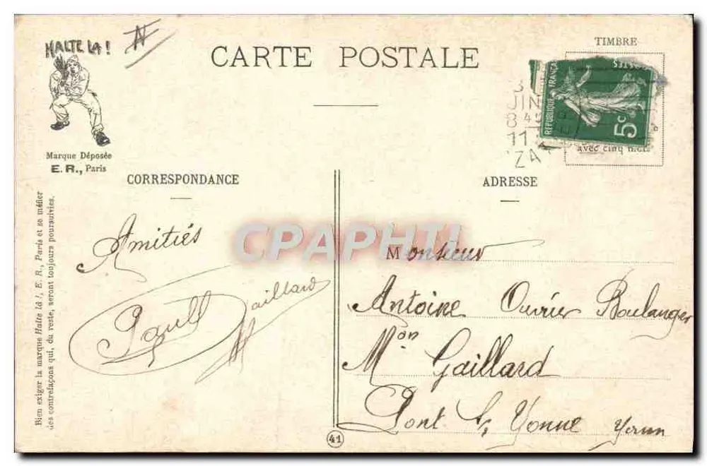 Banquet de l'Enterrement — Hommes de la Classe 19 — E.R. PARIS - Rückseite