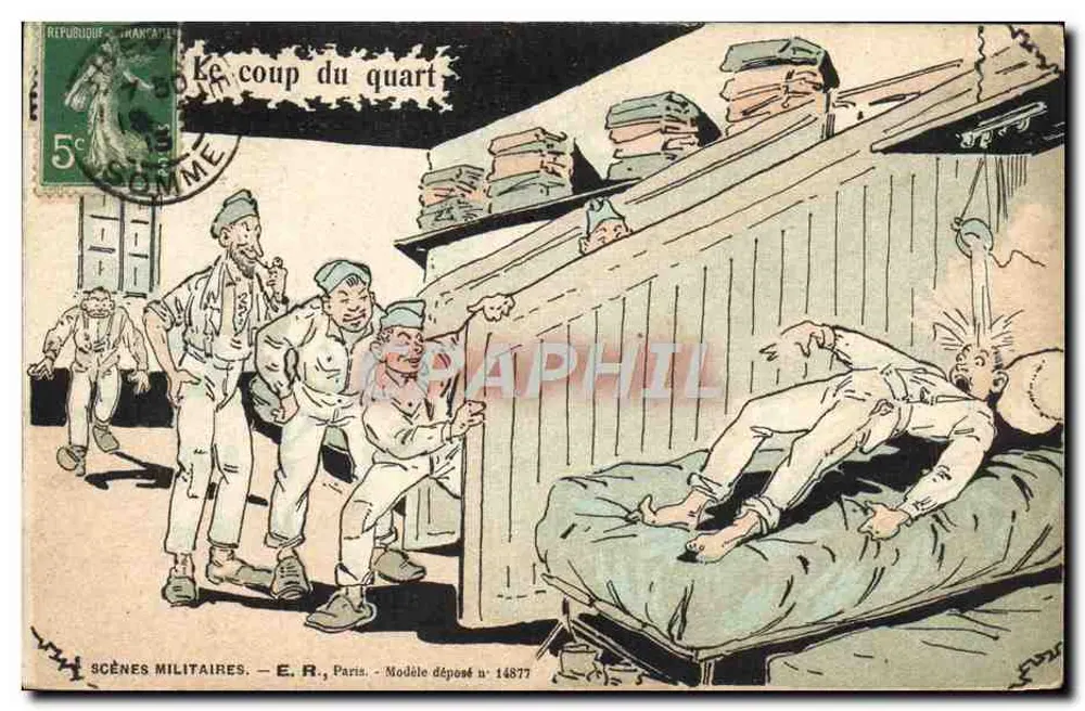 Sceny wojskowe — Coup du quart — E.R., Paryż, n° 14877 - Awers