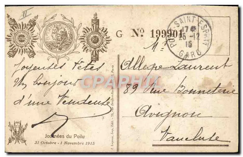 Journées du Poilu — 31. Oktober - 1. November 1915 — Lepina, impr. Edit. - 75, rue Dufay - Paris - Rückseite