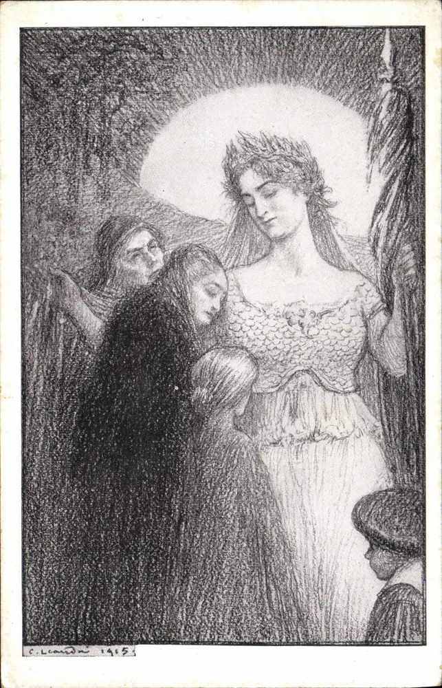 Gekrönte Frau — religiöse Szene — C. Leandu 1915 - Vorderseite