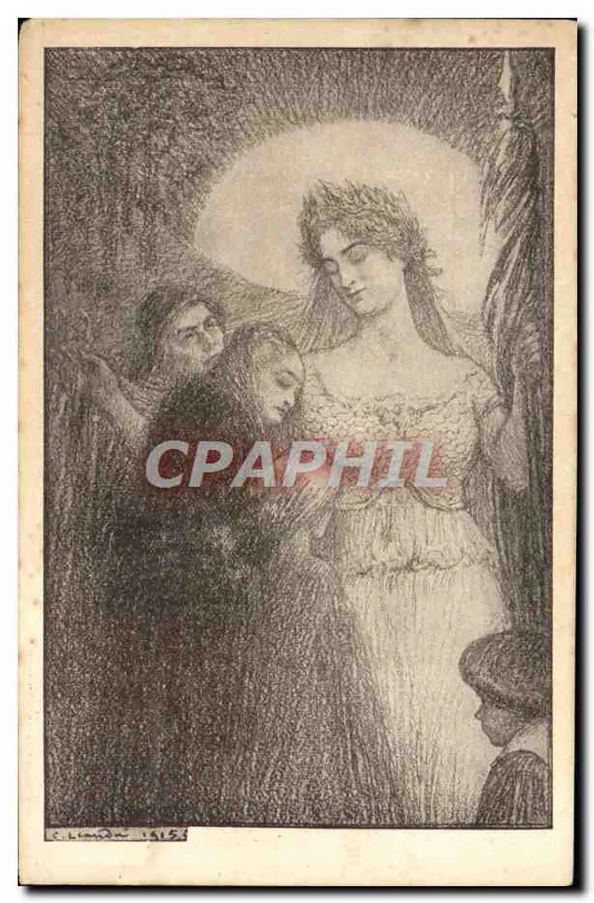 Kronige Frau — religiöse Szene — C. Landon 1915 - Vorderseite