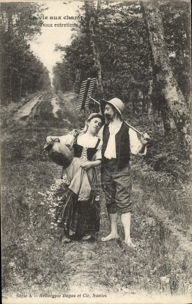Das Leben auf dem Land — Zärtliche Gespräche — Serie A — Héliotypie Dugas et Cie, Nantes - Vorderseite