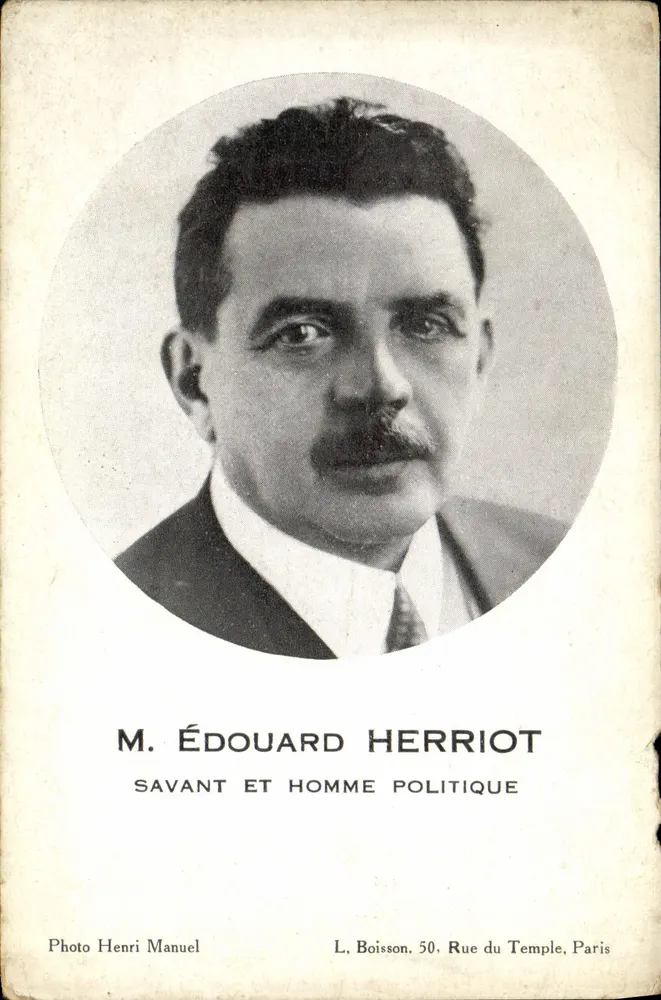 M. Édouard Herriot — Portrait — Photo Henri Manuel, L. Boisson, 50 Rue du Temple, Paris - Vorderseite