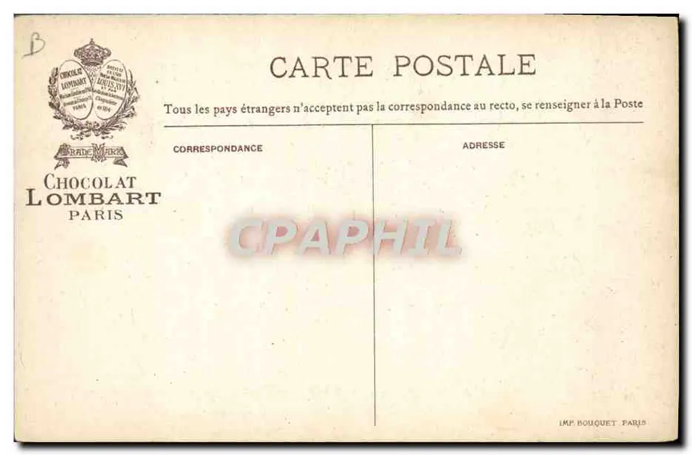 Der Präsident der Republik in Alfortville — Eröffnung — Chocolat Lombart, Paris, n° HB - Rückseite