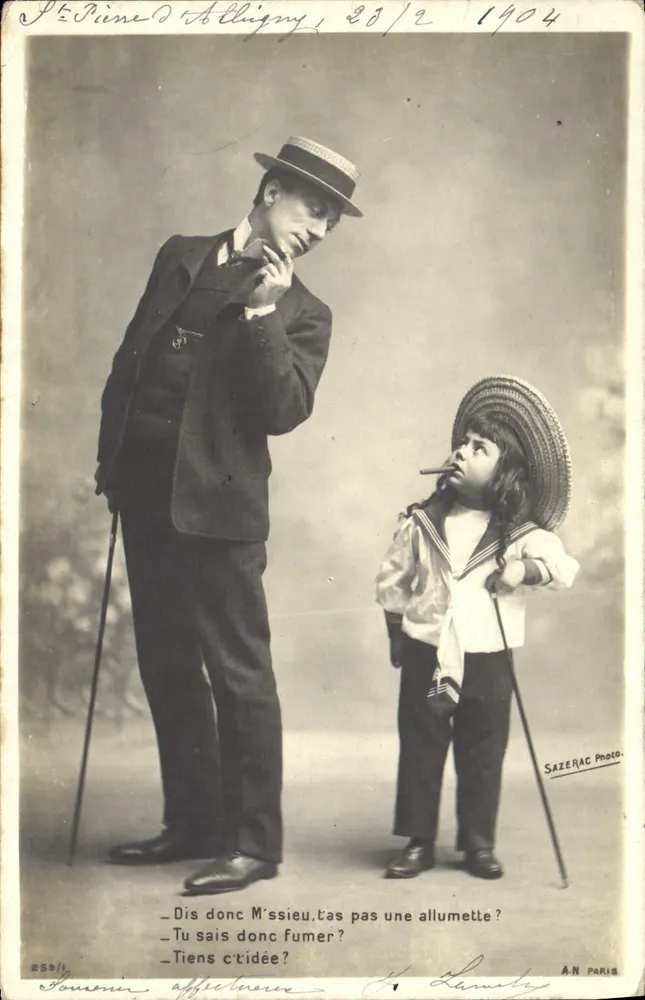 Saint-Pierre d'Alligny — cena cômica com homem e criança — Sazerac Photo, n°259/1 - Frente