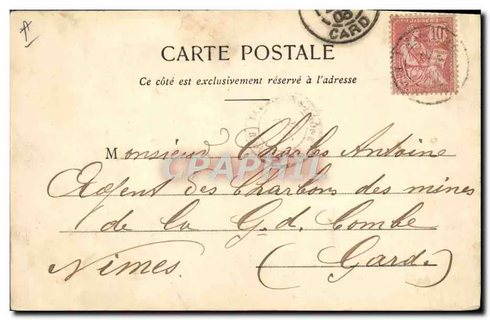 Mann in Zylinder, der eine Zigarre raucht — Das Tabak — Phototypie A. Bergeret et Cie, Nancy - Rückseite