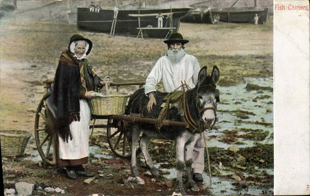 Carregadores de Peixe — Plymouth — Cartão Postal da Marca Peacock No. 1749 - Frente