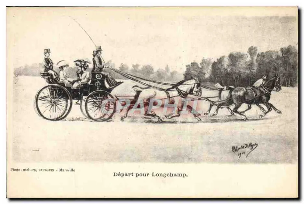 Partida para Longchamp — Photo-ateliers Haudouin - Marseille, 1900 - Frente