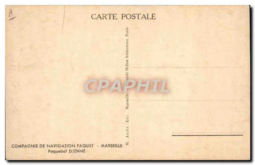 Dampfschiff Djenné — Compagnie de Navigation Paquet — Ed. M. Audry, Paris - Rückseite
