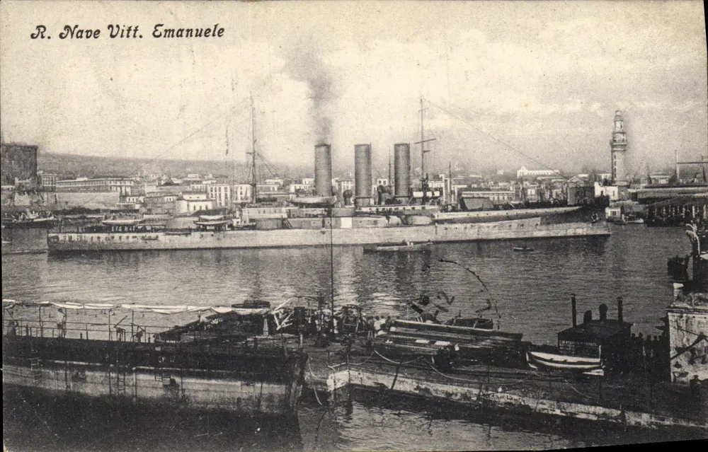 Hafen von Neapel — Das imperiale Schiff R. Nave Vitt. Emanuele — Verlag G. Moscatelli, n° 1419 - Vorderseite