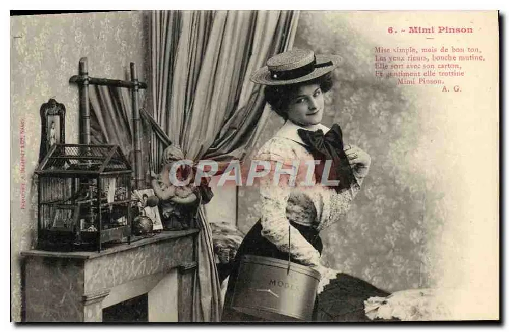 Mimi Pinson — Portrait in Dienstkleidung mit Eimer — Verlag: Nourry & Lefebvre, Paris - Vorderseite