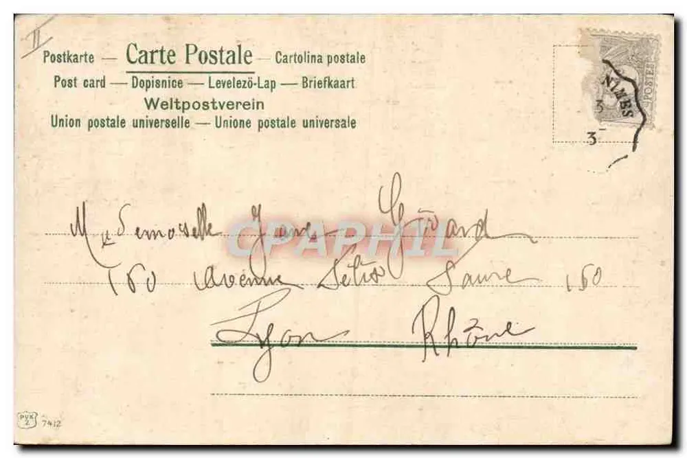 Crianças vestidas de duendes brincando com um jumento — n° 7412 - Verso