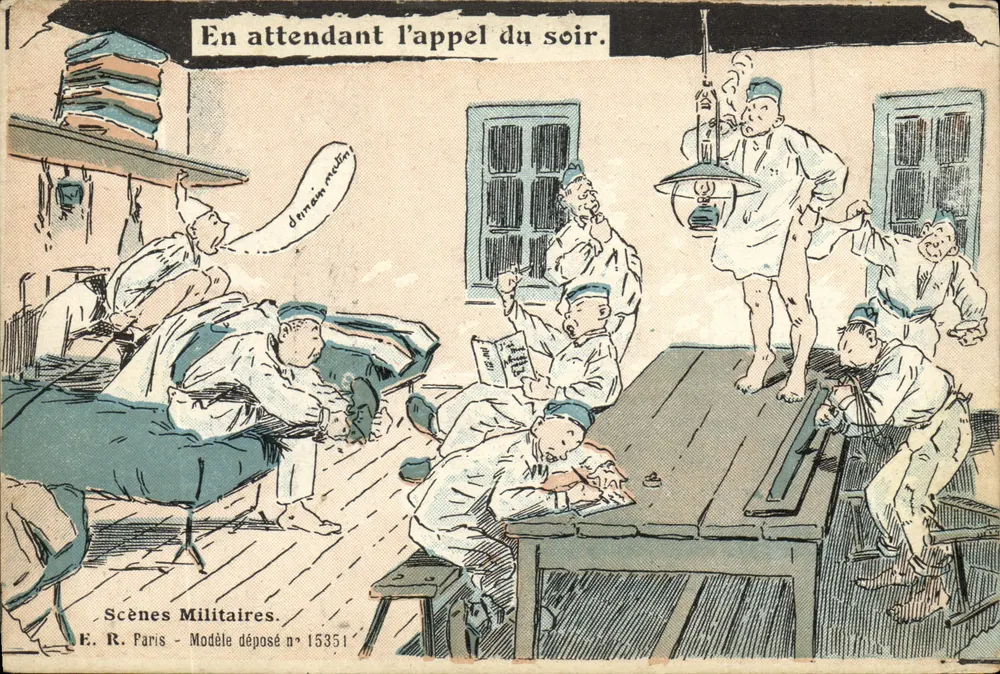 Militärszenen — Auf den Abmarsch wartend — E. R. Paris - Modellnummer 15351 - Vorderseite