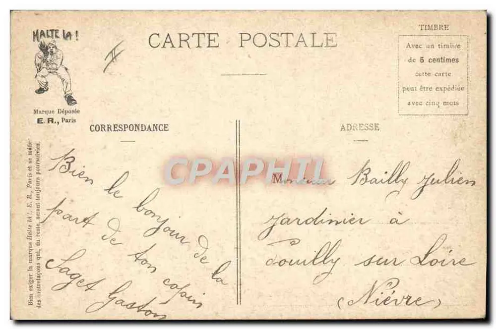 Balada Noturna — Cenas Militares — E.R., Paris, Modelo Depositado n° 14877 - Verso