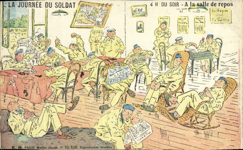 Der Soldatentag — 16 Uhr — in der Ruhezone — E.R. Paris, Modell angemeldet N° 15108 - Vorderseite