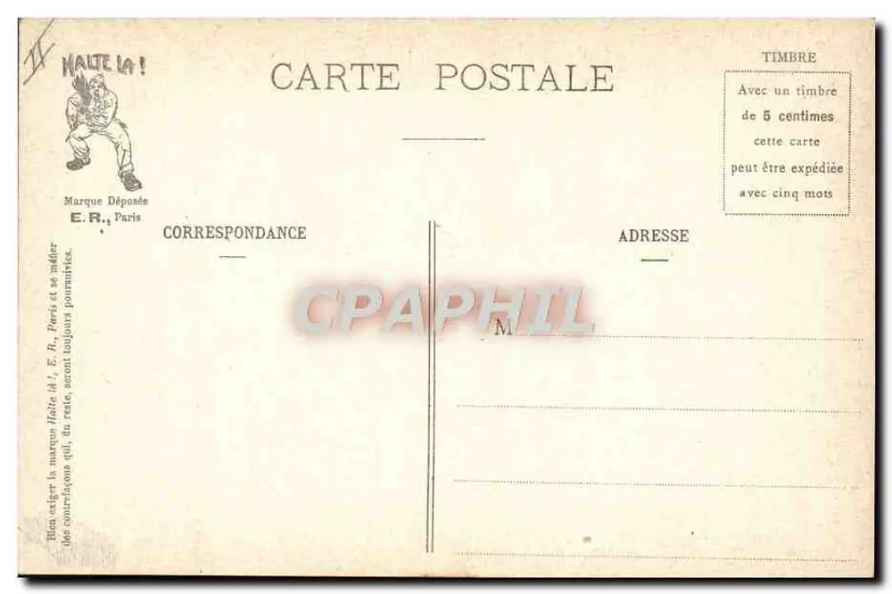 Militärszenen — Auf den Abmarsch wartend — E.R., Paris, eingetragenes Modell Nr. 15351 - Rückseite
