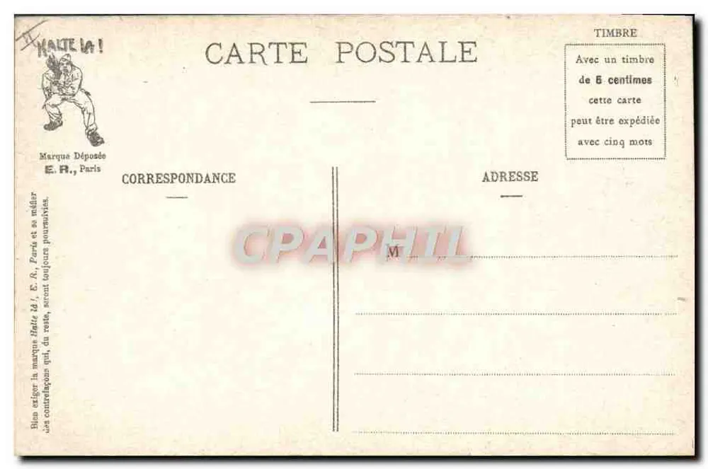 A vida militar — Pansagem de cavalos — E.R. Paris (Modelo depositado, n° 14.877) - Verso