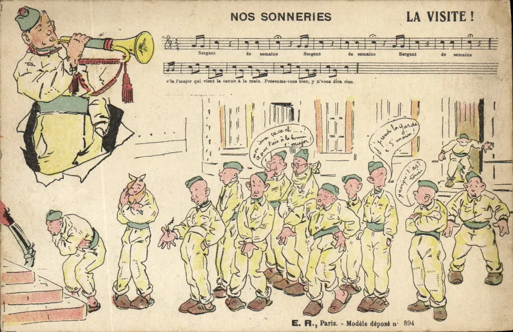 Sergente da semana — A visita! — E.R., Paris, Modelo depositado n° 894 - Frente